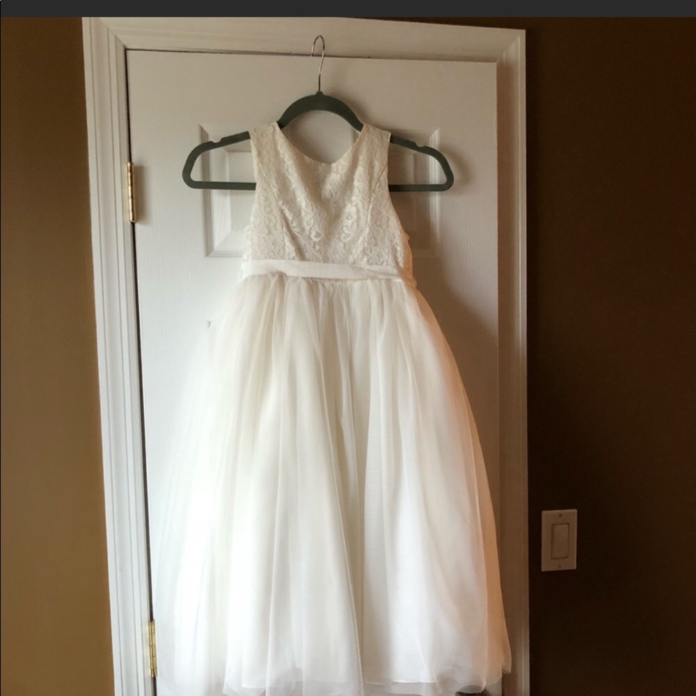 David's Bridal tea length flower girl dress